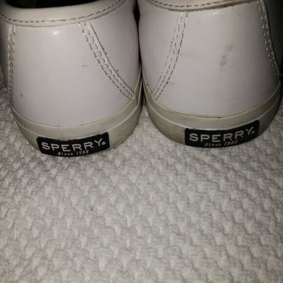 Sperry Top-Sider White Leather Slip-on Sneakers Womens Shoes Size 8.5 Pre-Owned - Picture 9 of 12
